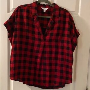 Plaid Red and Black Women's Top